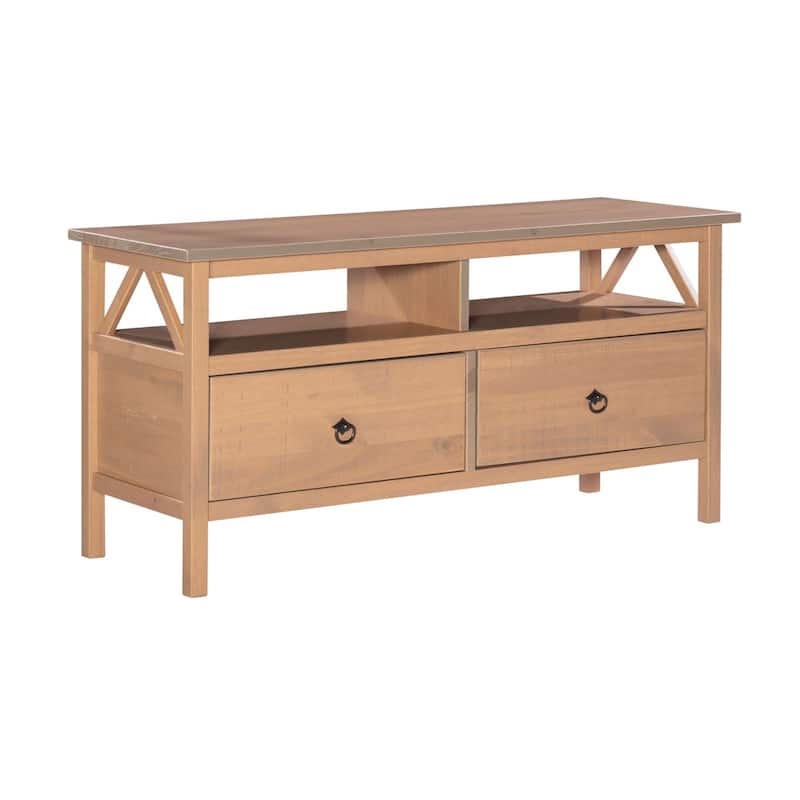TV Stand With Open Shelves and Drawers - 44" - Brown