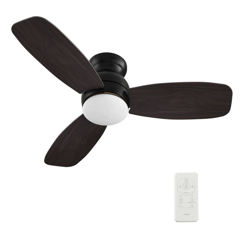 CARRO Quest 44" 3-Blade Smart Ceiling Fan with LED Light. - Black/Dark - Remote