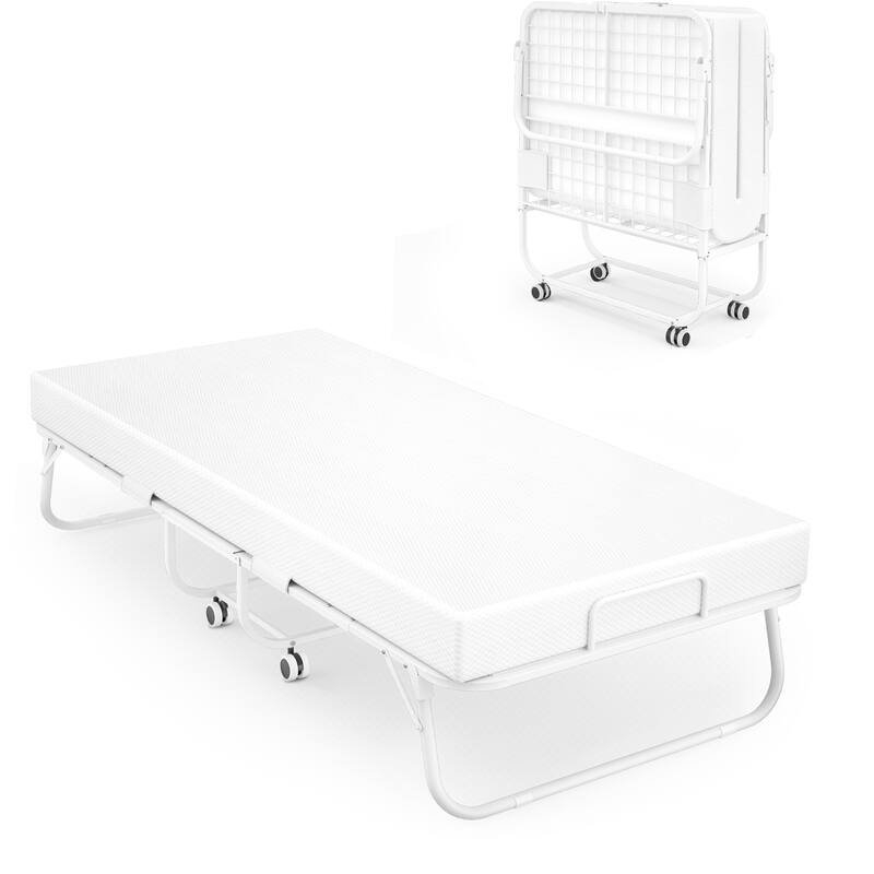 38'' Folding Bed with Mattress, Portable Foldable Bed with Storage Cover