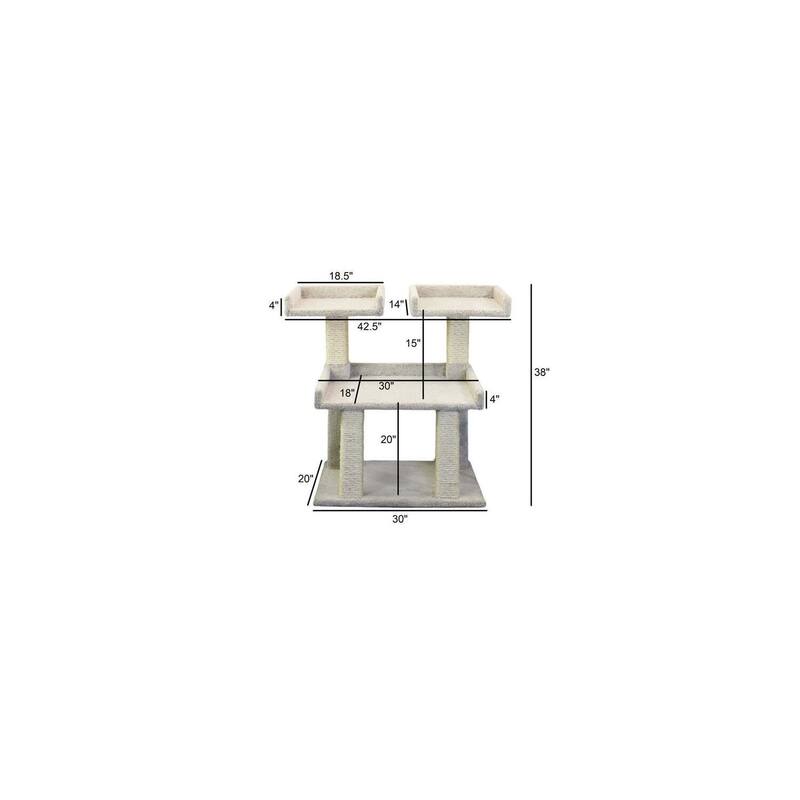 Deluxe Tall Cat Perch Tower with Wide Lounging Beds and Sisal Rope Posts for Big or Multiple Cats