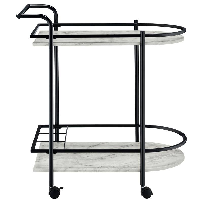 Desiree 2-tier Faux Marble Shelf Metal Bar Cart