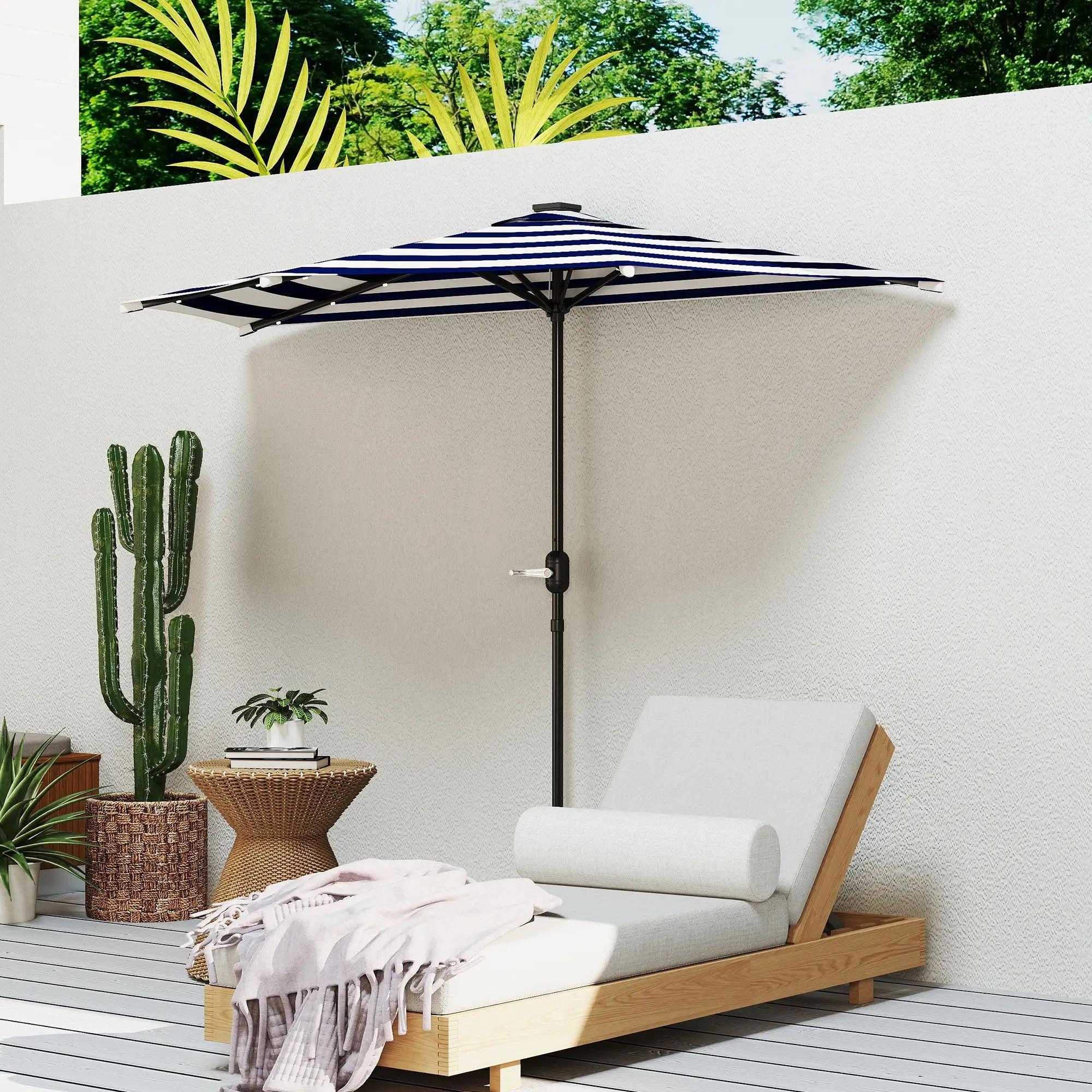 half patio umbrella with lights 10/11/12ft Solar LED Round Cantilever This extra Solar Outdoor Half Patio Umbrella