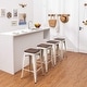 preview thumbnail 21 of 22, Bar Stools Set of 4 Stackable Metal Bar Stools Industrial Counter Height Stools Backless Barstools with Wooden Seats White - Short