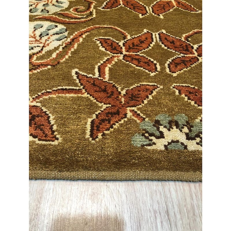 Rust Handmade Wool Transitional Ningxia Rug, 11'5 x 15'1, soft elegant floor rug - L