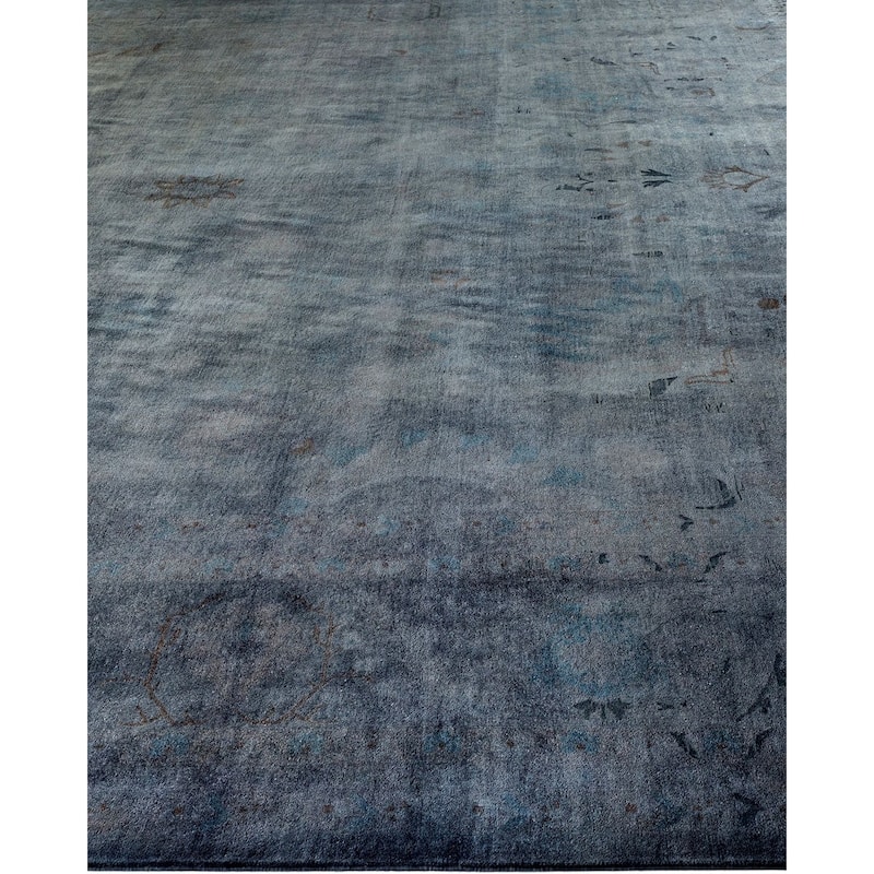 Overton Handknotted Wool Vintage Inspired Contemporary Overdyed Gray Area Rug - 17' 8" x 12' 3"
