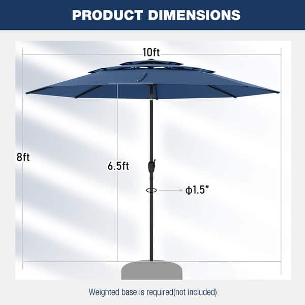 dimension image slide 0 of 7, Costway 10 ft 3-tier Vented Patio Umbrella Large Market Table Umbrella