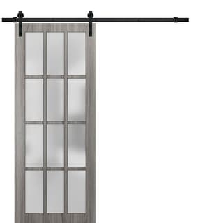 Sturdy Barn Door Frosted Glass 12 Lites / Felicia 3312 Ginger Ash Gray