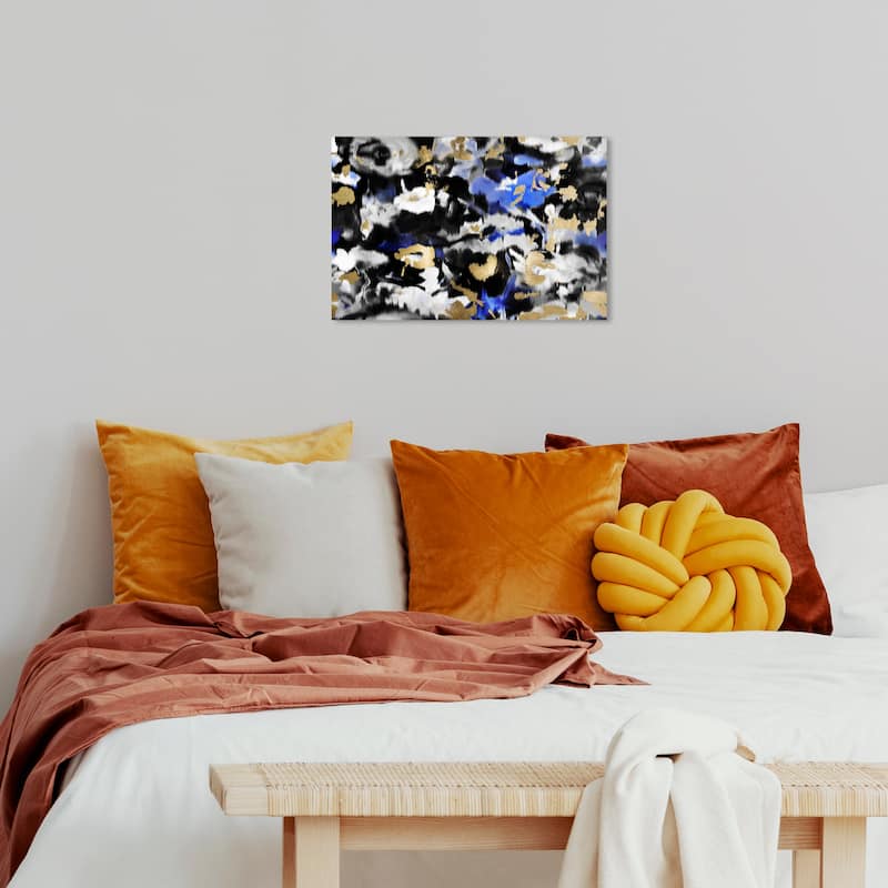Wynwood Studio Canvas Abstract Bonboni Black and Metallic Gold Modern & Contemporary Wall Art Canvas Print - 16 x 24