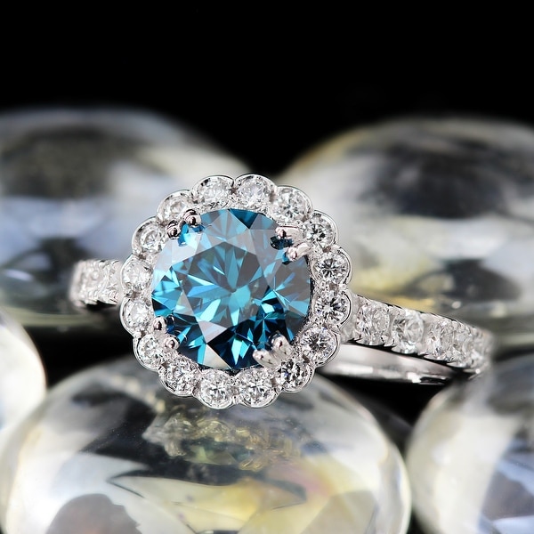 Overstock blue diamond shop ring