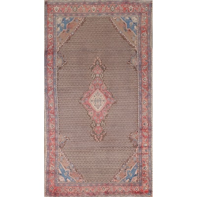 Brown Koliaei Persian Vintage Area Rug Handmade Wool Carpet - 5'0"x 10'6"