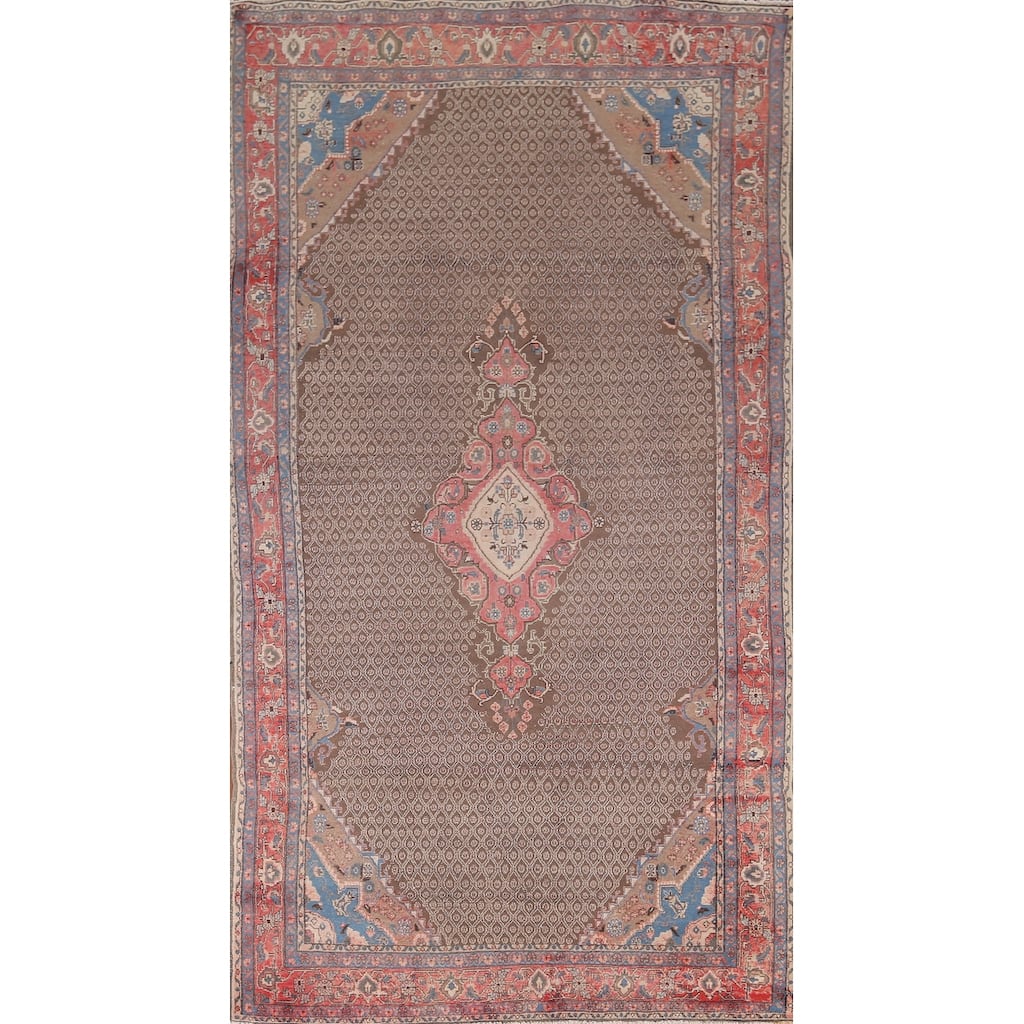 Brown Koliaei Persian Vintage Area Rug Handmade Wool Carpet - 5'0"x 10'6"