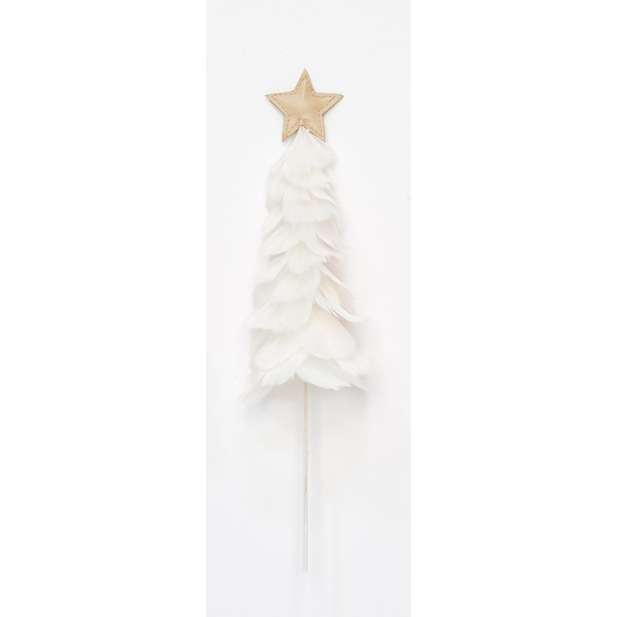 9" Feather Tree with Star on 10" Stick, White, Set of 3 - 13"