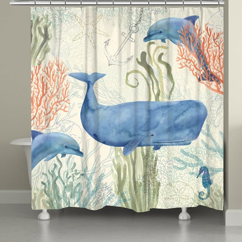 Laural Home Whales in the Ocean Shower Curtain