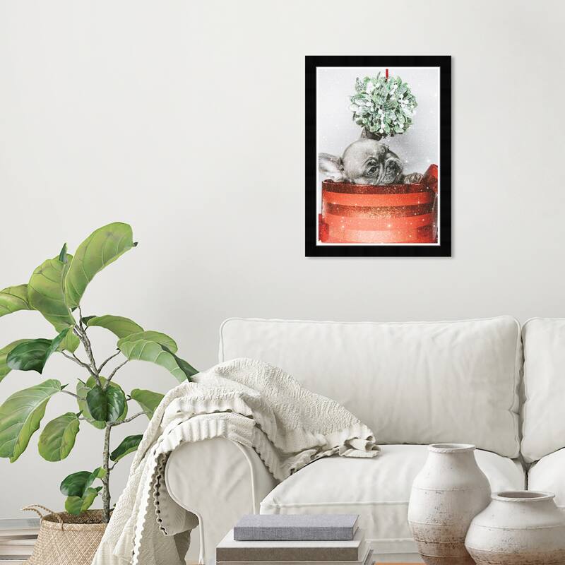 Wynwood Studio Prints Animals Puppy Christmas Gift Red and Scarlet Glam Wall Art Canvas Print - Black