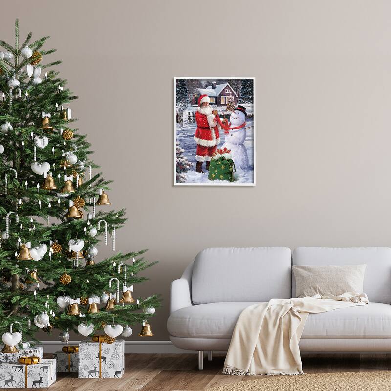 Stupell Santa Claus Building Snowman Holiday Winter Scenery Framed Wall Art - Multi-Color