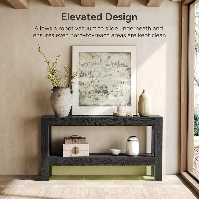 62.99 Inches Long Wood Console Table, 2 Tiers Entryway Table Sofa Table