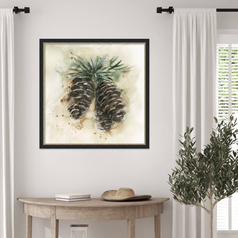 Watercolor Pinecone Study No. 2 by Ethan Harper Wood Framed Wall Art Print