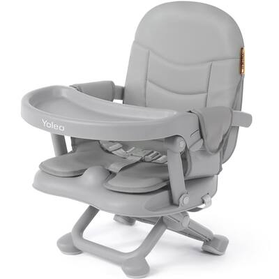 High Chair for Toddlers Folding Compact Portable Booster Seat Babies/Kids Chair on Chair for Dining Table Camping (Grey)