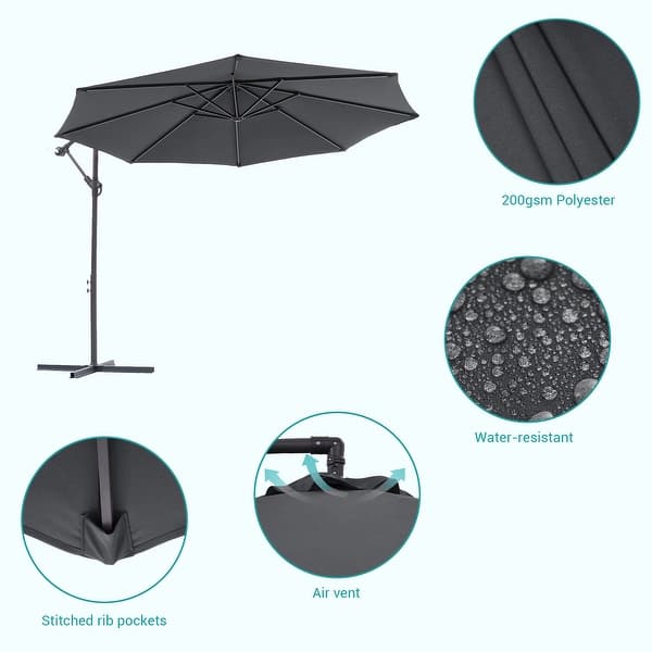 10ft patio offset umbrella outdoor hanging umbrella by bonosuki BONOSUKI 10ft Patio Offset Umbrella Outdoor Hanging Umbrella