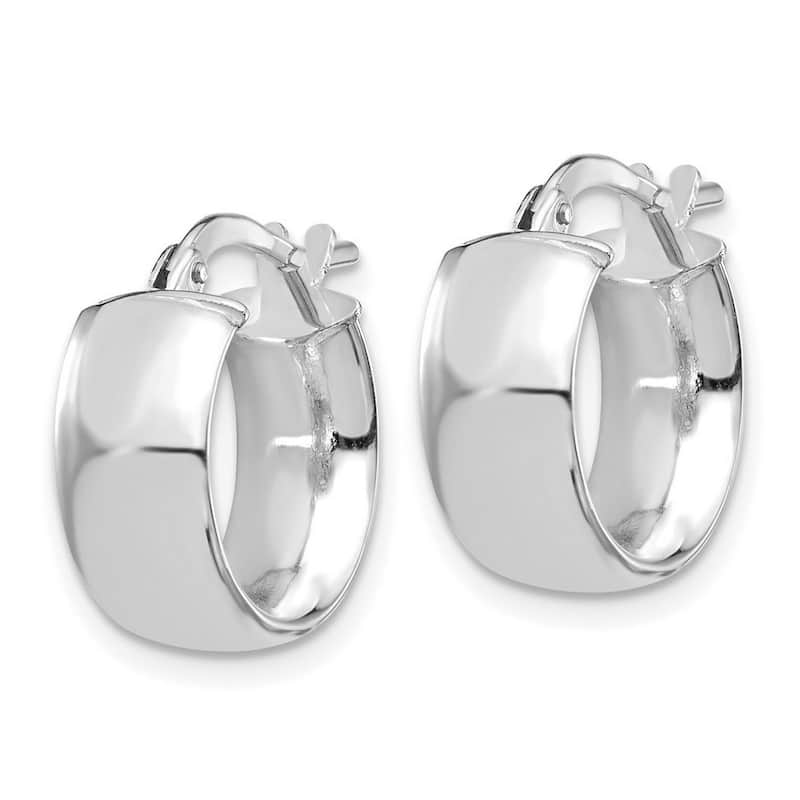 Curata 14k White Gold High Polished 15x6mm Hoop Earrings