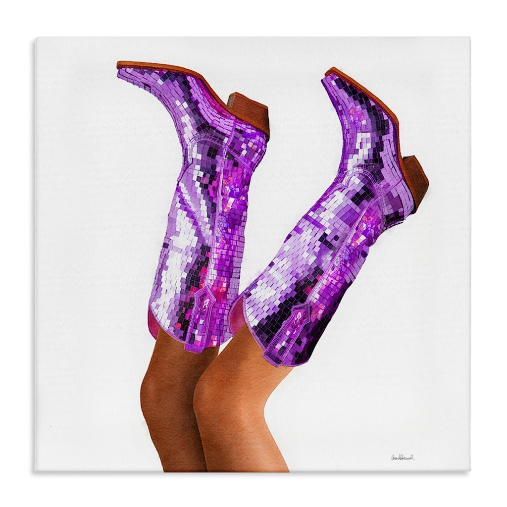 Stupell Purple Glam Cowgirl Boots Canvas Wall Art Design By Amanda Greenwood