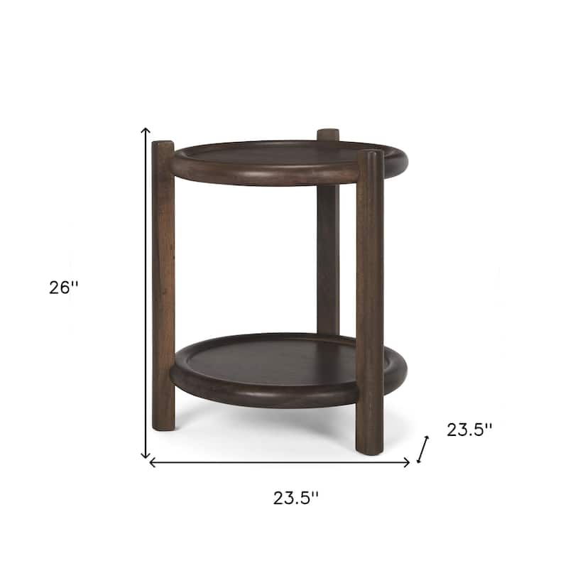 HomeRoots 24" Dark Brown Solid Wood Tray Table - 23.50 in. x 26.00 in. x 23.50 in.