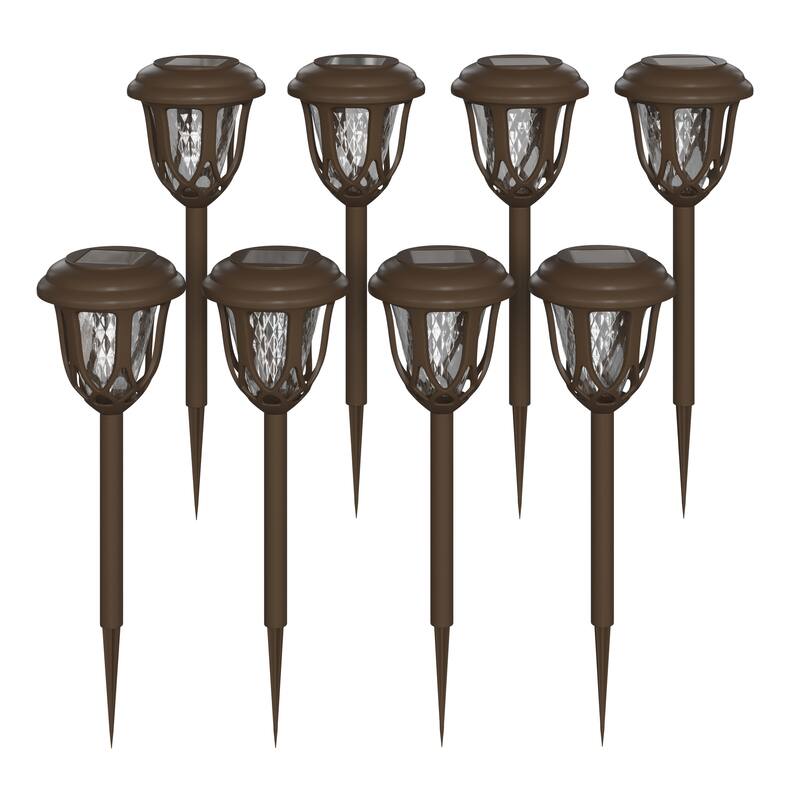 All - Weather Tulip Design Solar Powered LED Garden & Pathway Lights - Set of 8