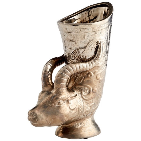 Cyan Design 09857 Bharal 7" Wide Ceramic Vase - Polished Pewter