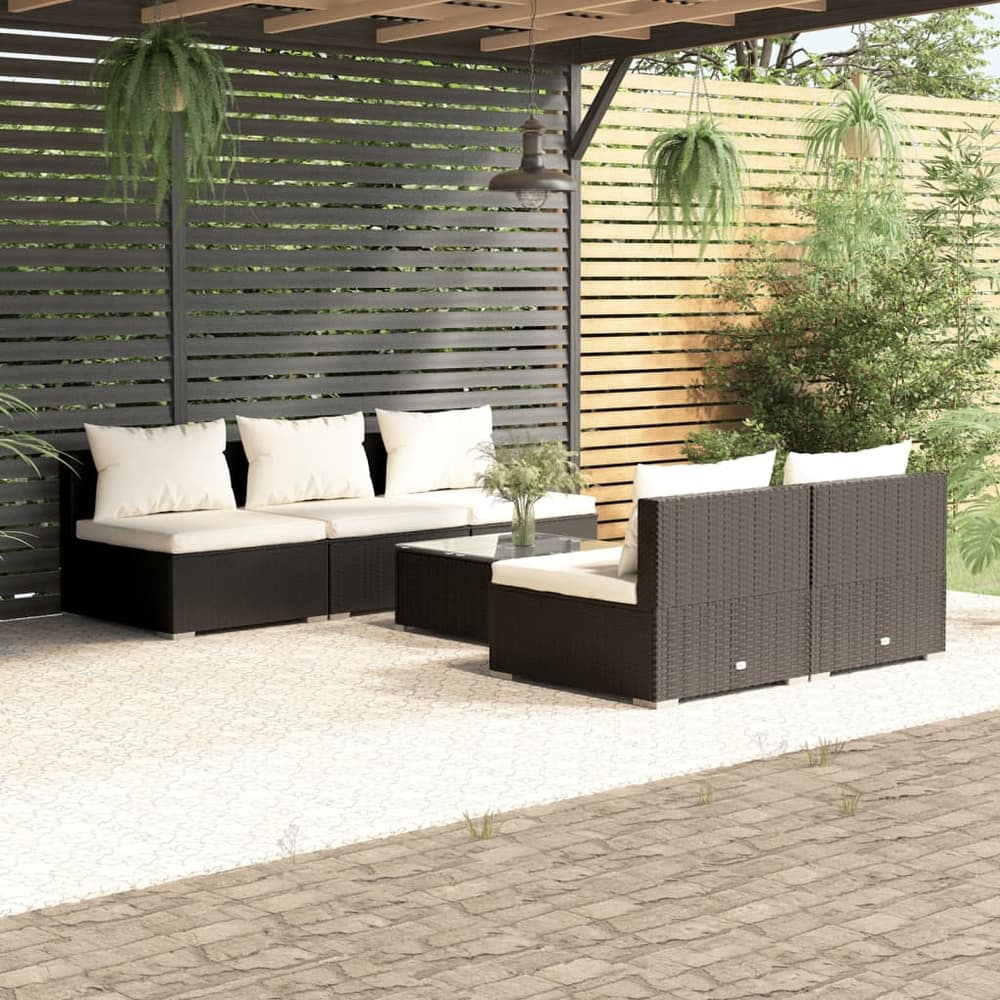 vidaXL Patio Lounge Set Outdoor Sectional Sofa Set Table Garden Poly Rattan
