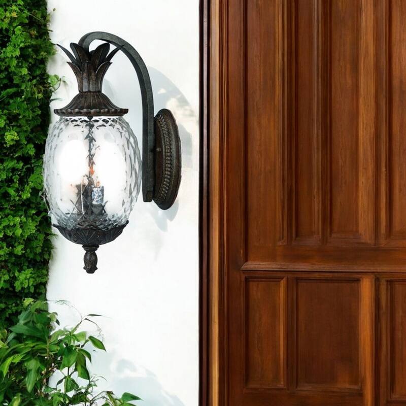 Aluminum Flush Mount Light with Pineapple Glass Shade3 Light LED - 12.50” x 9.50” x 21.75” (D x W x H)