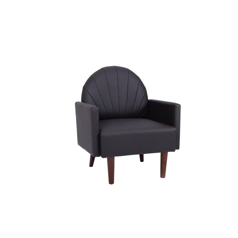 Contemporary Shell-shaped Amchair with Upholstery and Wooden Legs, Suitable for Living Rooms