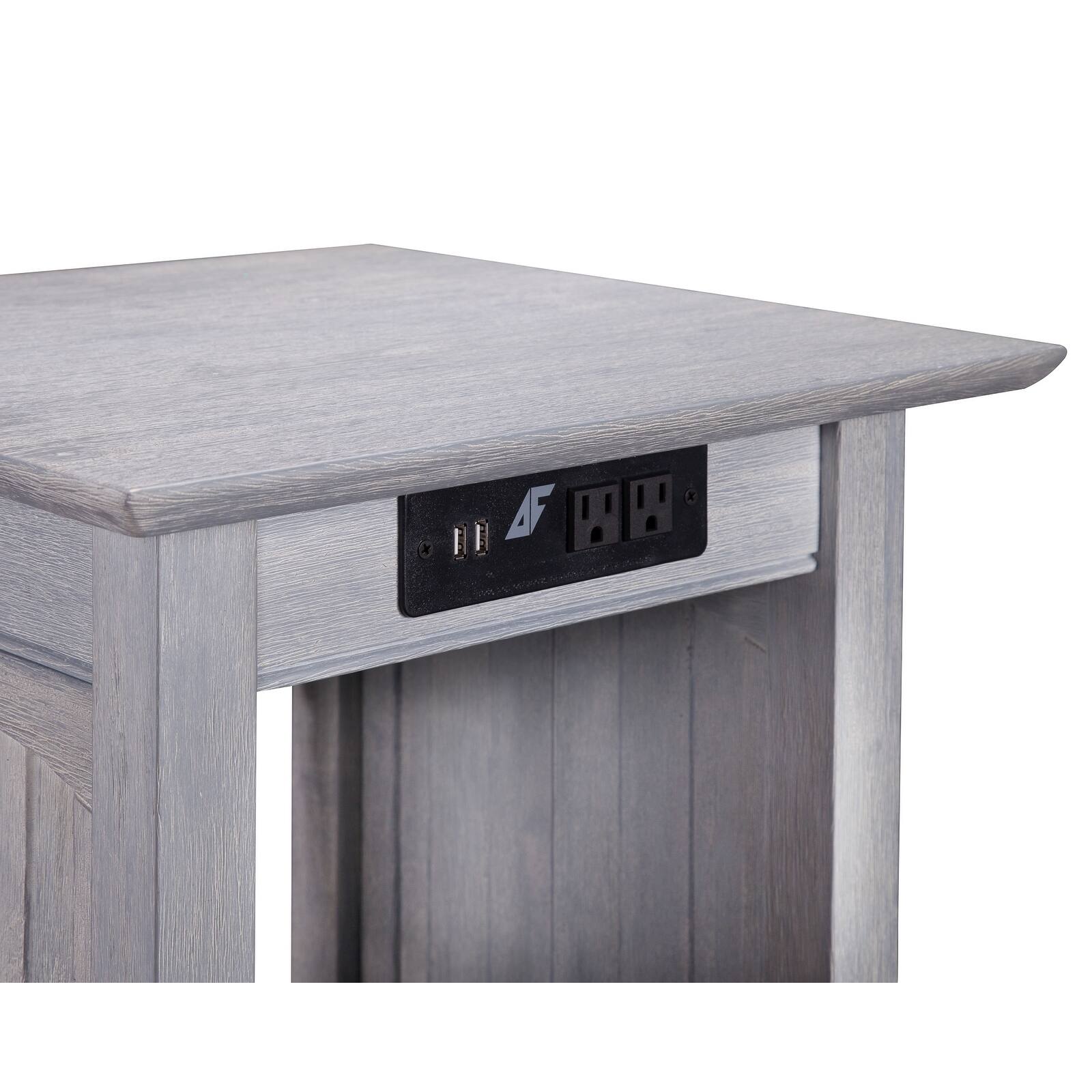 Nantucket End Table with BuiltIn Charging Station in Driftwood On
