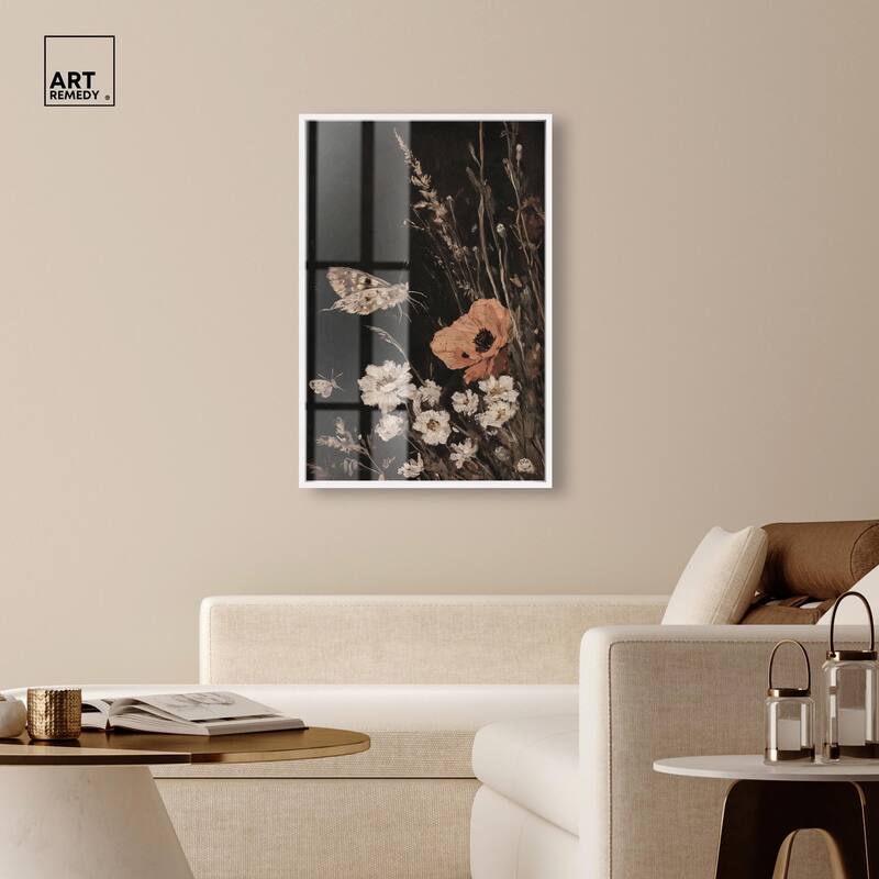 Poppy and Moth II Shadowbox by Art Remedy