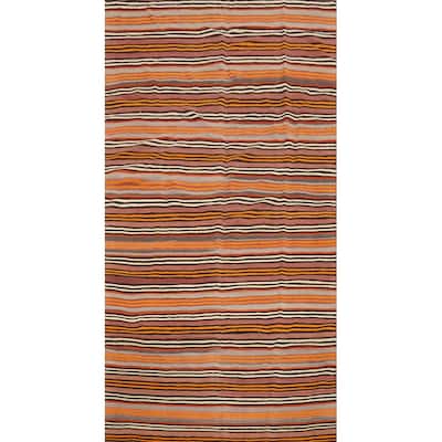 Hand Woven Oriental 100% Wool Carpet Southwestern Geometric Multi-Colored Kilim Area Rug - 10' 2'' X 5' 0''