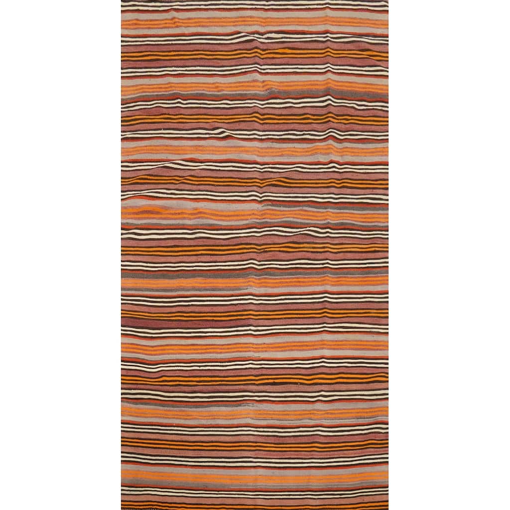 Hand Woven Oriental 100% Wool Carpet Southwestern Geometric Multi-Colored Kilim Area Rug - 10' 2'' X 5' 0''