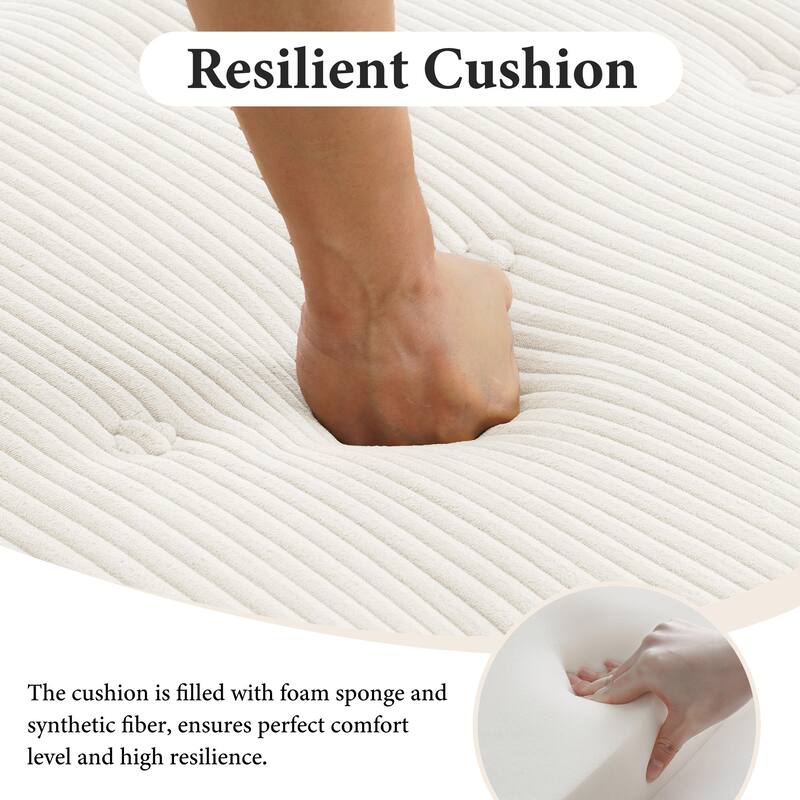 31.78" W Oversized Square Upholstered Storage Ottoman with Wooden Tray