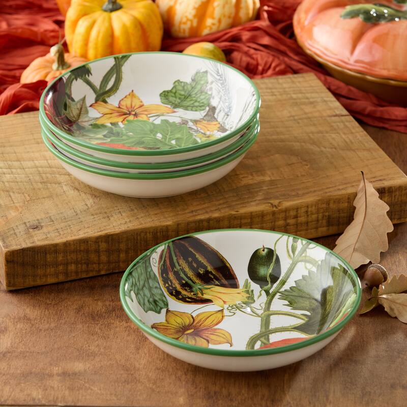 Certified Harvest Fields 9" Soup/Cereal Bowls, 4 Assorted Designs - 9.00"W x 9.00"D x 2.00"H