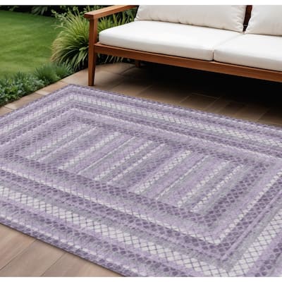HomeRoots Geometric Transitional Rectangle Outdoor Rug