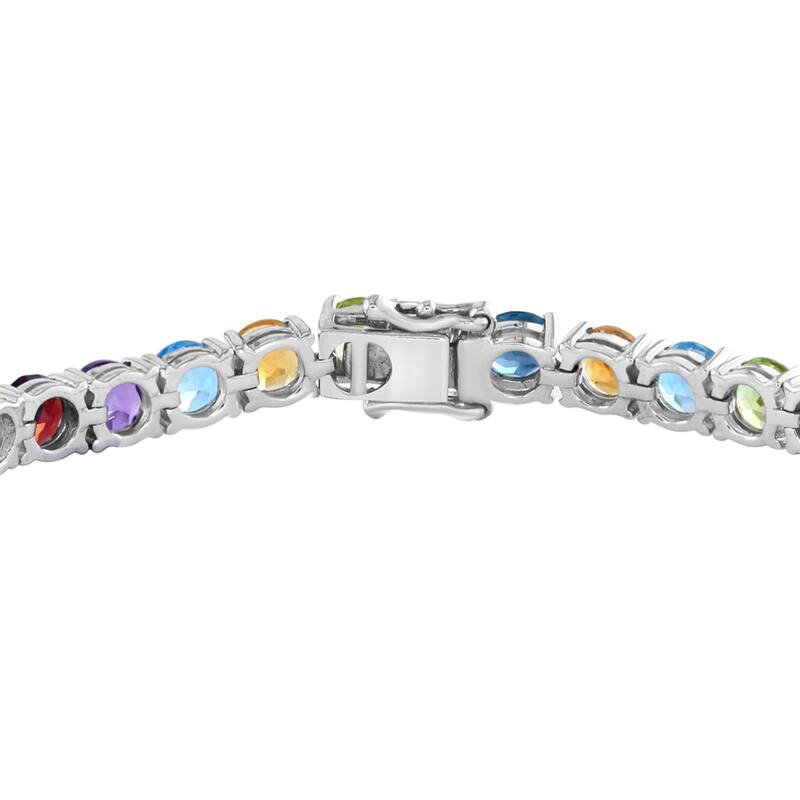EFFY 925 Silver Amethyst, Blue Topaz, London Blue Topaz, Citrine, Garnet and Peridot Tennis Bracelet