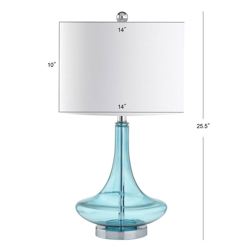 Ames 25.5" Glass Teardrop LED Table Lamp, Mercury Silver/Chrome (Set of 2) by JONATHAN Y
