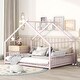 preview thumbnail 34 of 46, Twin/Full Size Montessori Floor Bed for Kids, Metal House Bed Frame w/Fence & Roof, Kids Playhouse Bed, Metal Platform Bedframe