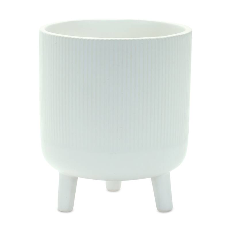 Ribbed Stone Footed Planter (Set of 2)