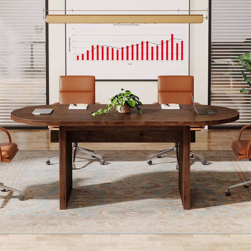 5.24 ft Oval Solid Wood Conference Table for 4-6 People
