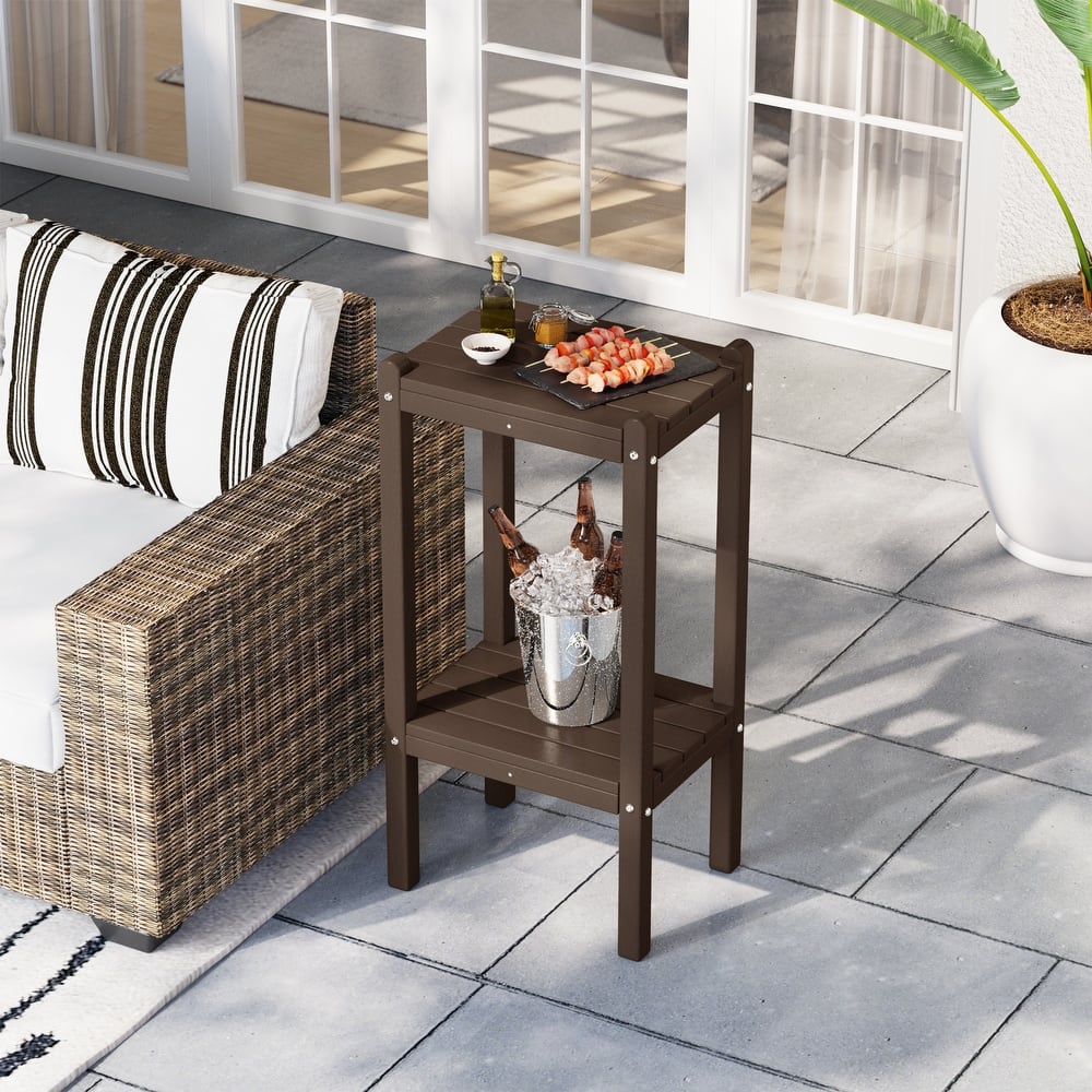 Laguna Hdpe All Weather Outdoor Patio Two Shelf Square Table