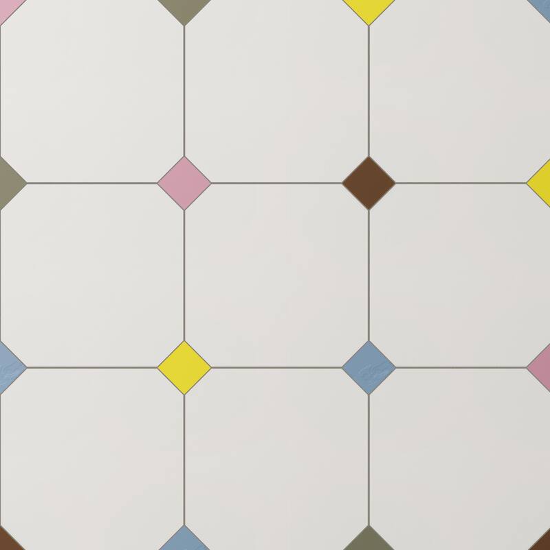 Merola Tile Vaudeville Octagon Nacar with Taco Multi 7-7/8" x 7-7/8" Porcelain Floor and Wall Tile