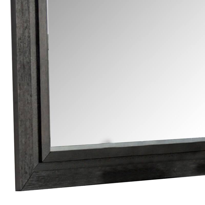 Ashen Dresser Mirror, Black Solid Wood, Rectangular Silhouette, 40x46