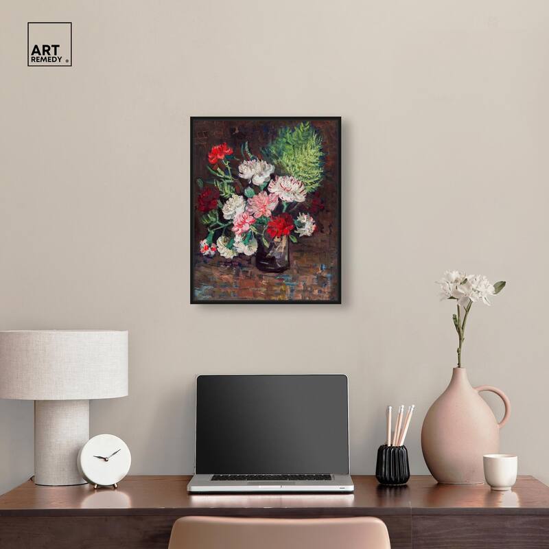 Vase with Carnations Canvas by Art Remedy