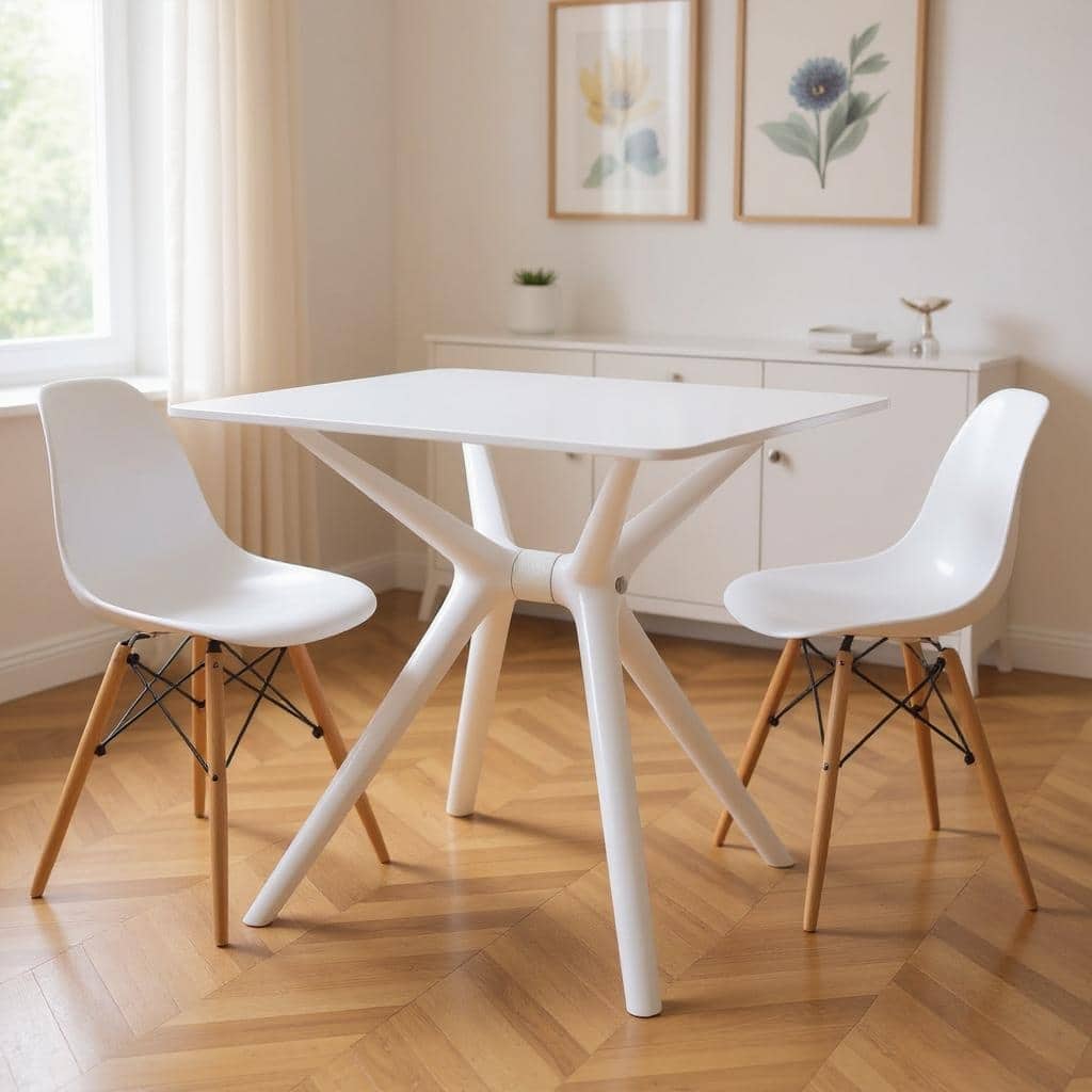 HomeRoots 28" White Heavy Duty Plastic Trestle Base Dining Table - 28.00 in. x 27.00 in. x 28.00 in.