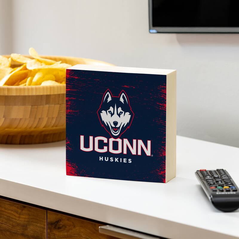 University of Connecticut Wooden Tabletop Mantel Shelf Sign - 6" x 6"