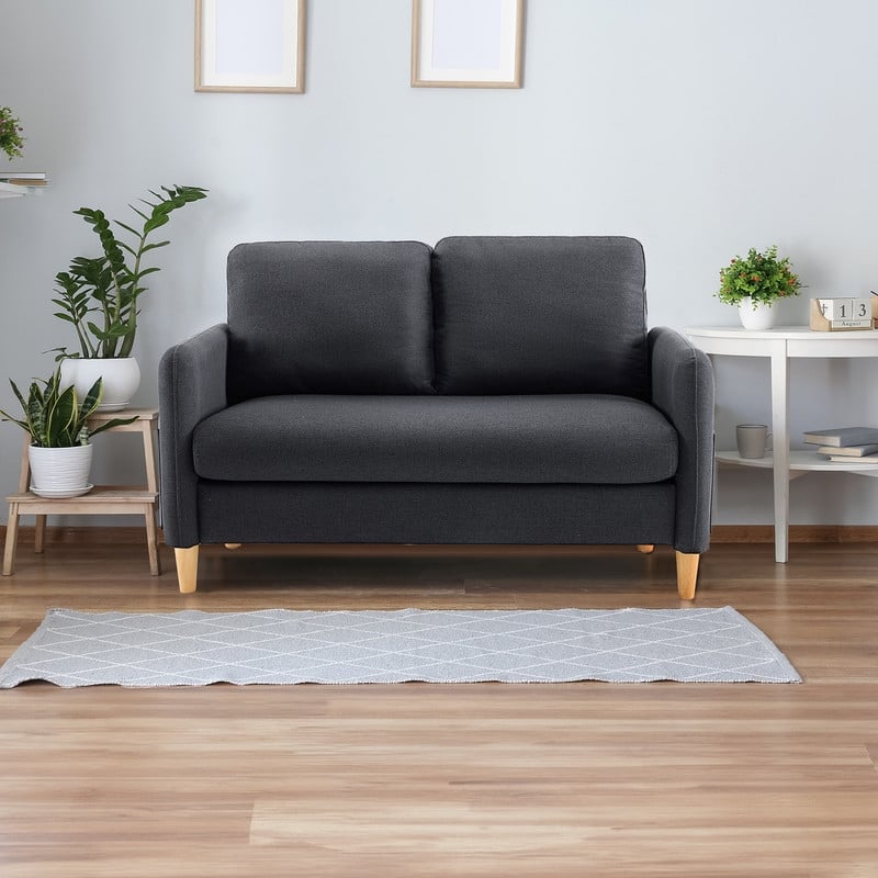 47 in. Modern Comfy Couch Loveseat with Side Storage For Living Room - Black